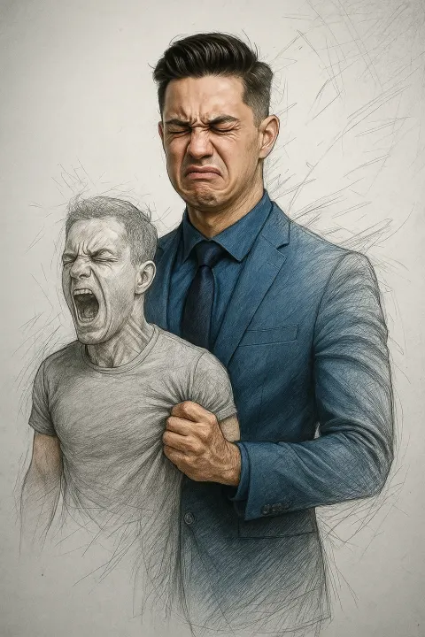 Man Sketch Inner Conflict