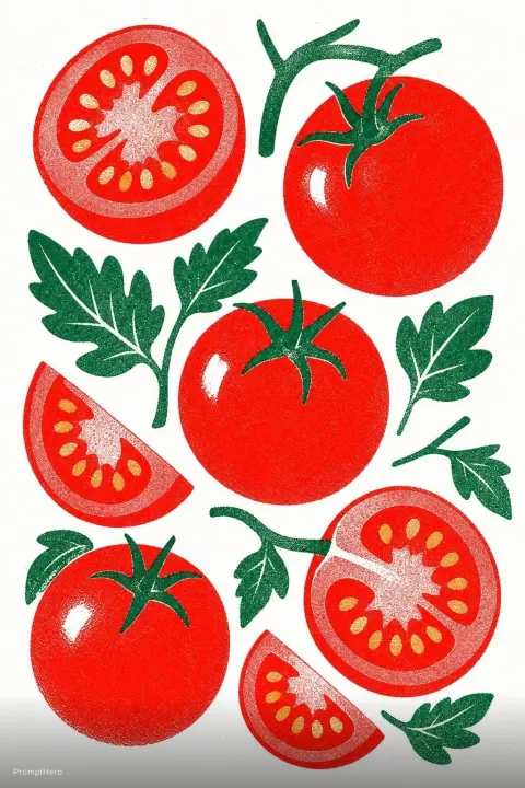 Risograph Tomato Illustration Print
