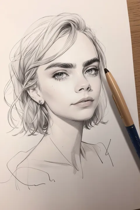Cara Delevingne Sketch Portrait