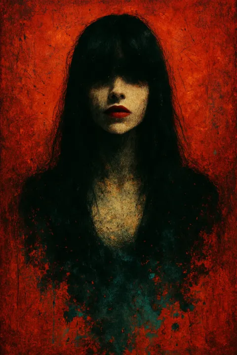 Woman Red Background Grunge