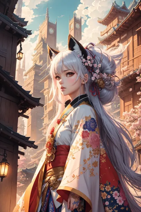 Japanese Girl Kimono Fox