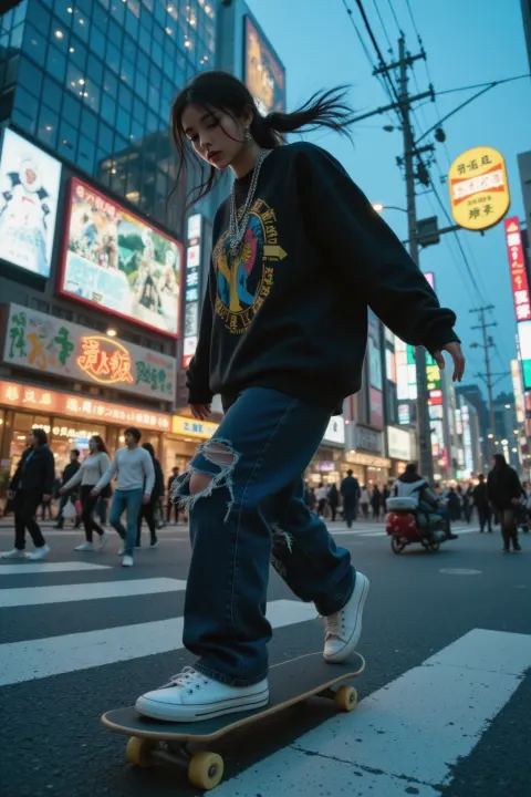 Japanese Woman Skateboard Shibuya