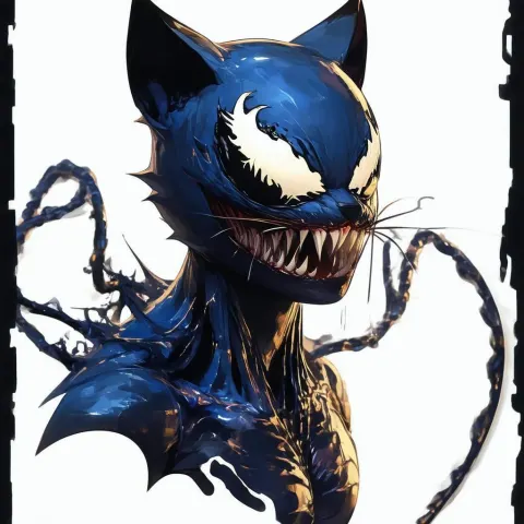 Cat Venom Hybrid in Cartoon 3D Style