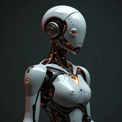 Glowing Robot Model in Dramatic Chiaroscuro