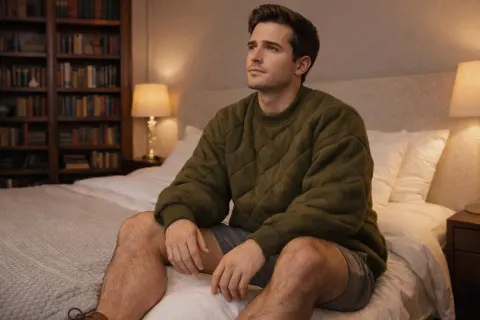 Man Bed Olive Sweater