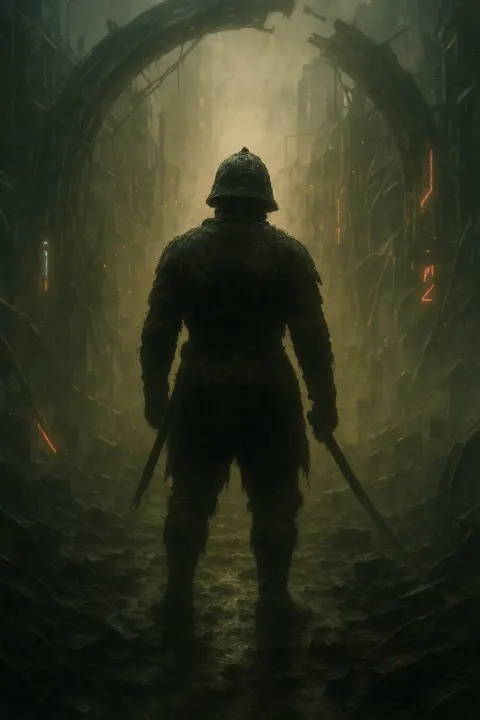 Warrior Cybernetic Ruins Silhouette