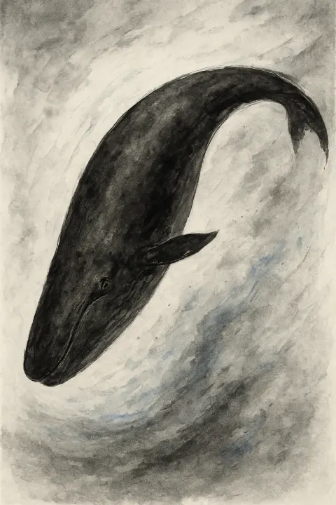 Sumi-e Whale Ocean Meditation