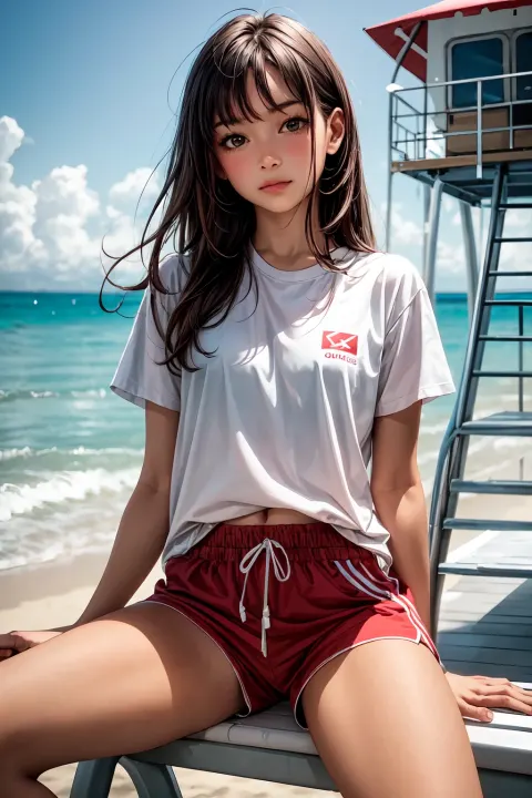 Girl Lifeguard Tower Sun