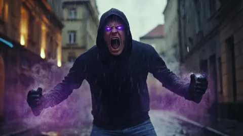 Man standing screaming in pain