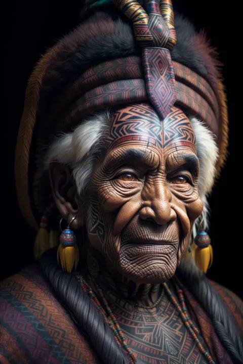 Tribal Elder Face Tattoo
