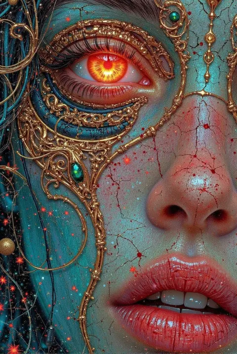 Neon Medieval Robotic Character Portrait