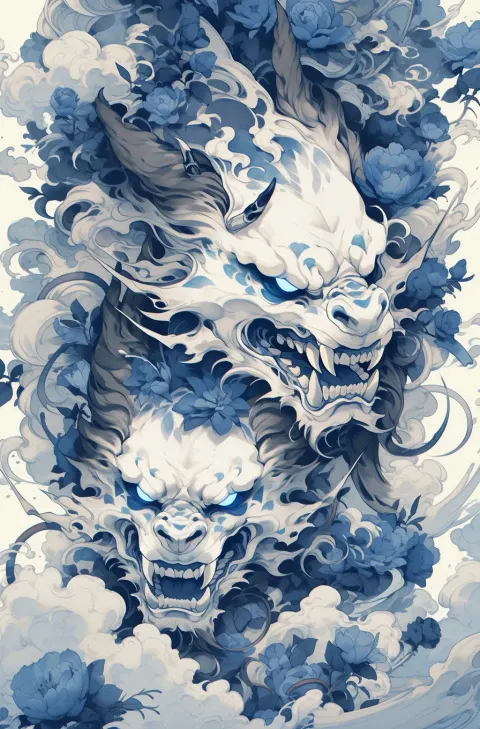 Asian Skull Tattoo Design