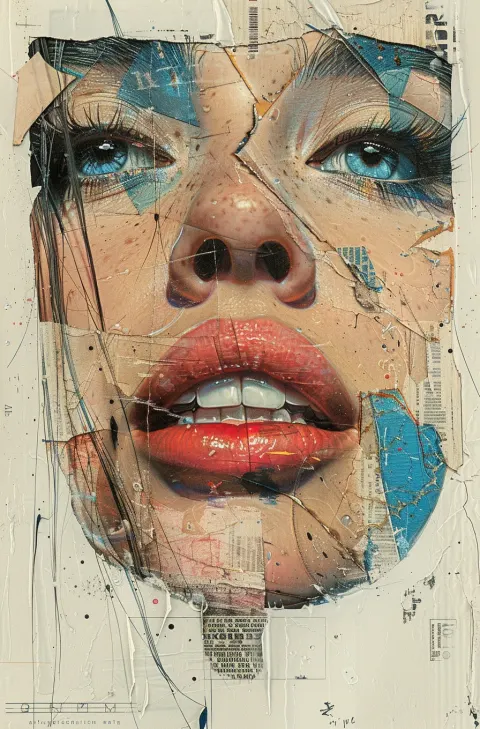 Grunge Woman Face Collage