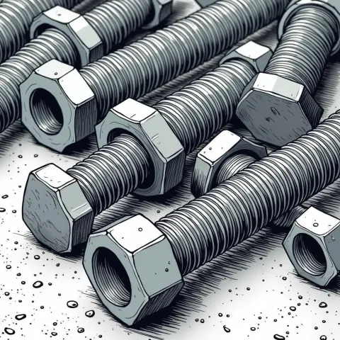 Stainless Bolt Fasteners in Precise Manga Linework