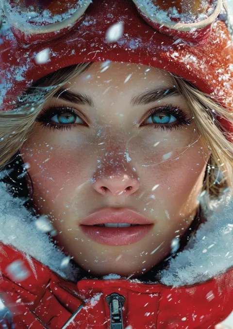 Woman Red Jacket Mountain