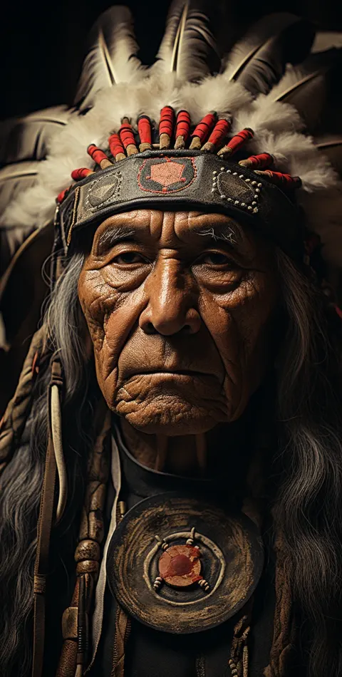 Native Chief Sepia Portrait