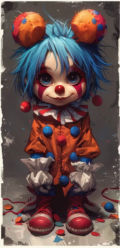 Chibi Jester Blue Hair