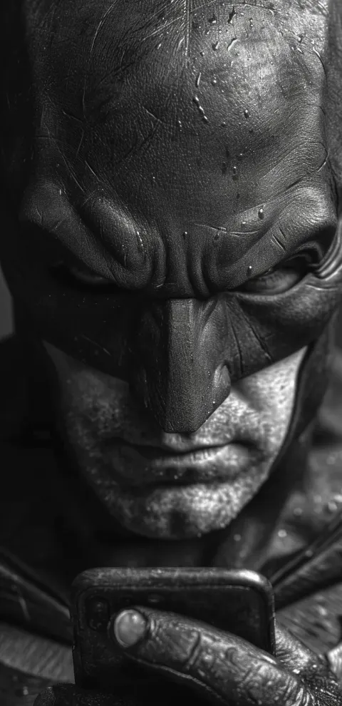 Batman Holding Phone Portrait