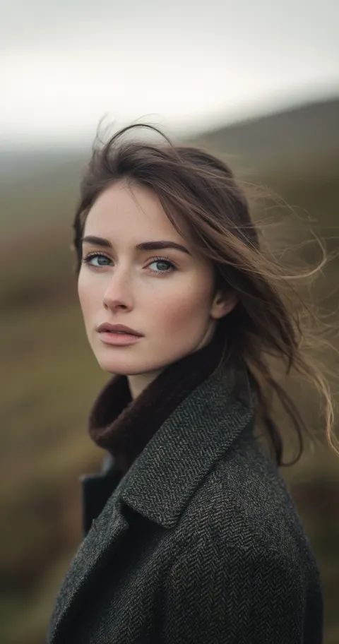 Woman Field Scottish Landscape