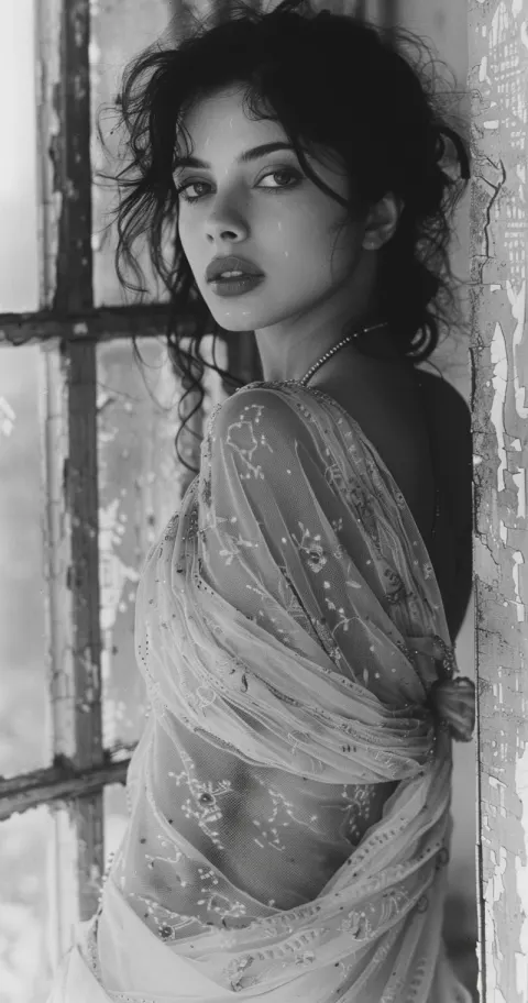 Woman White Saree Indian