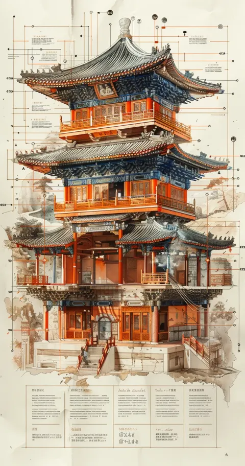 Chinese Tower Architecture Diagram
