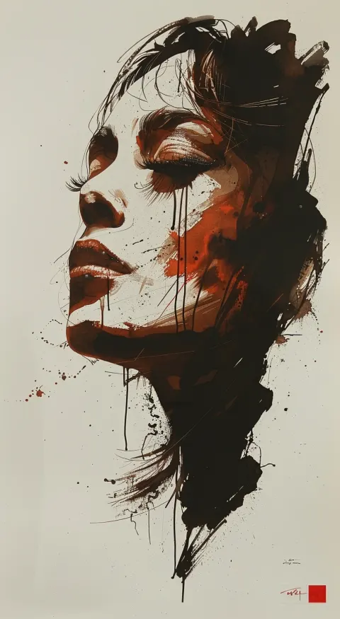 Woman Ink Drawing Minimalist