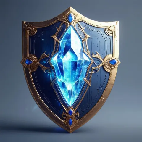 Ornate Shield With a Glowing Crystal Heart