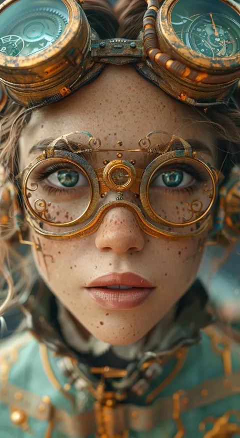 Steampunk Woman 3D Portrait
