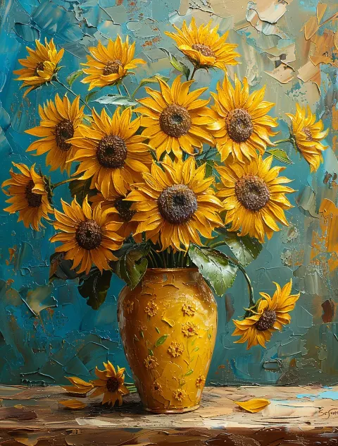 Sunflowers Yellow Vase Painting