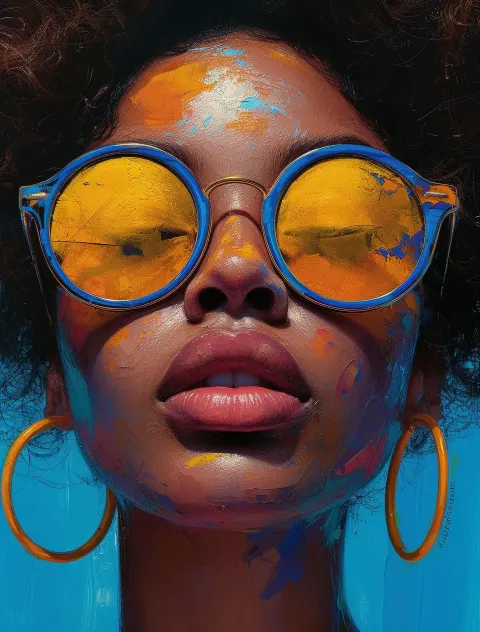 Woman Painted Glasses Hip-Hop