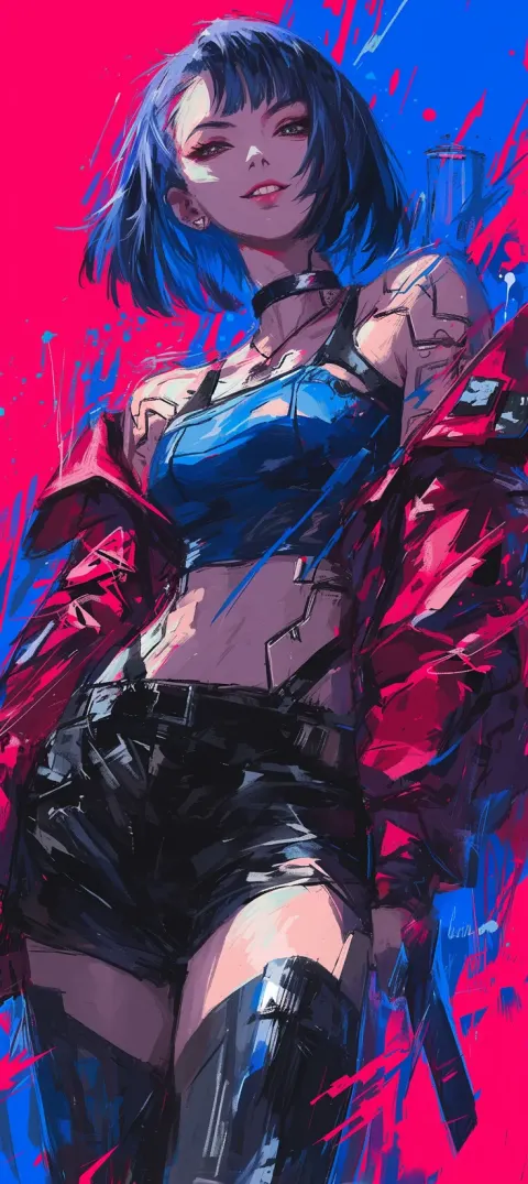 Asian Woman Techwear Cyberpunk