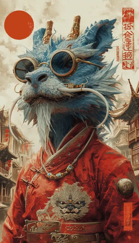 Blue Dragon Sunglasses Poster