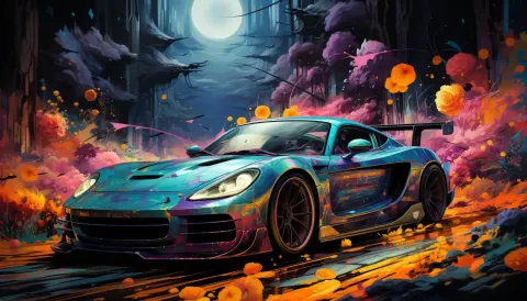 Sports Car Psychedelic Manga