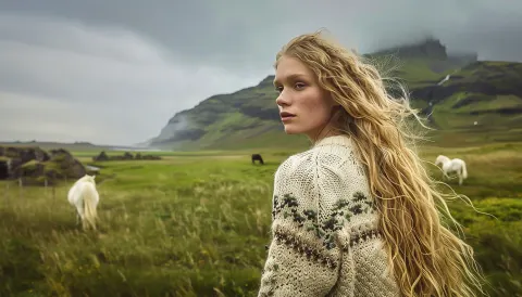 Icelandic Woman Mountain Valley
