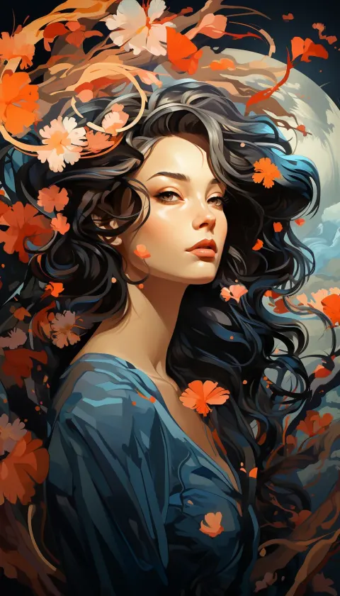 Japanese Woman Kimono Flowers