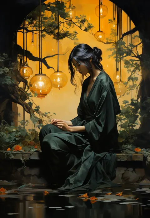 Digital Painting Japanese Golden