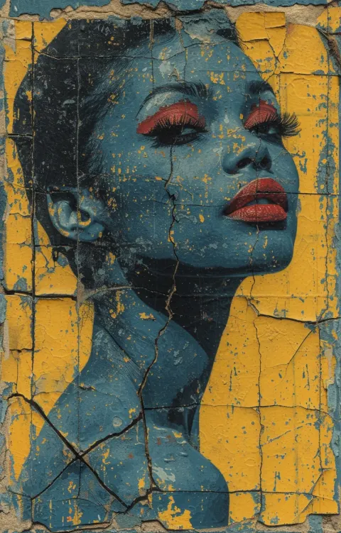 Woman Silhouette Blue Canvas