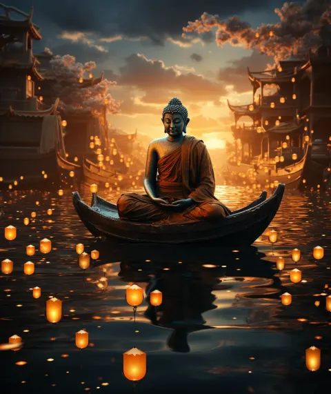 Golden Buddha Water Moon