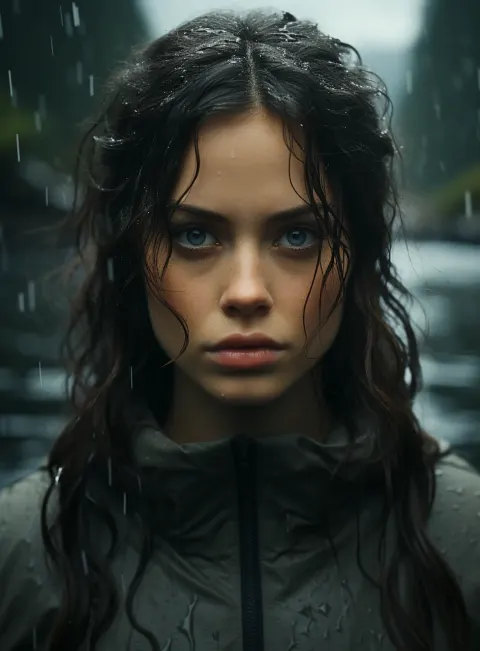 Young Woman Long Dark Hair