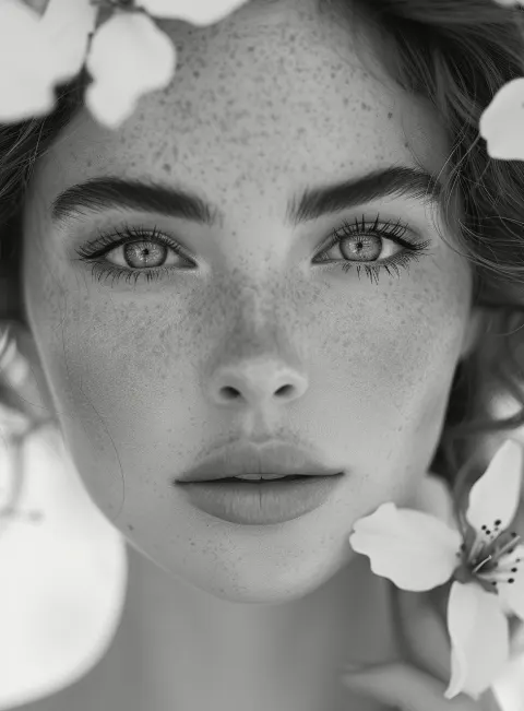 Woman Sakura Black White