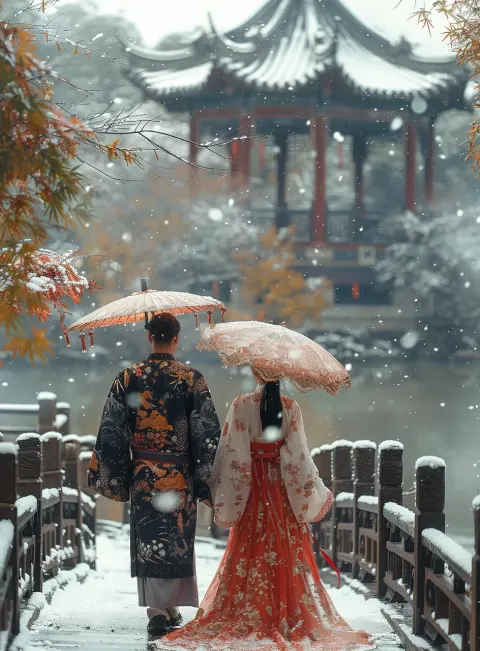 Hanfu Wedding Couple Snow