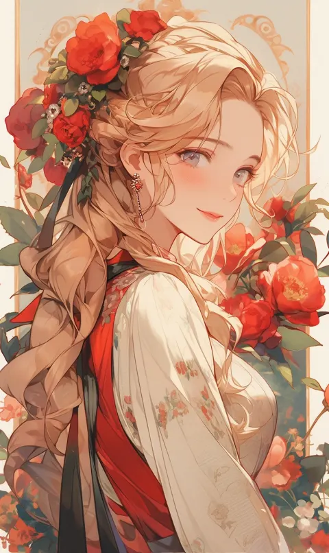 Anime Portrait Art Nouveau