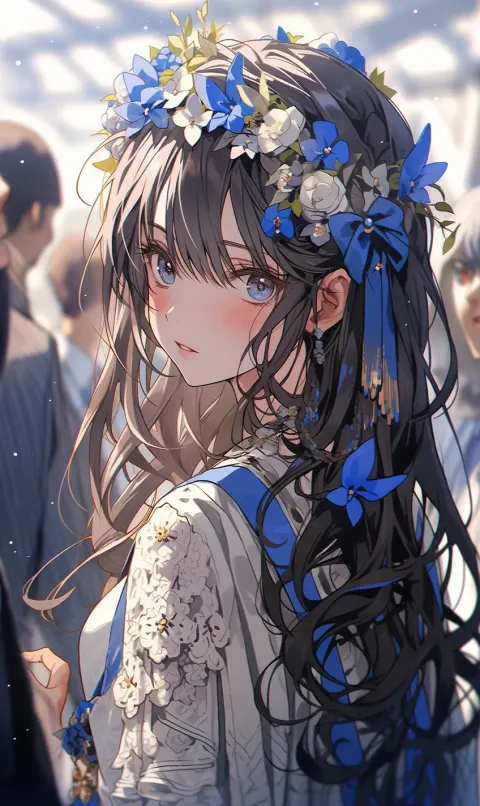 Woman Flower Crown Poster