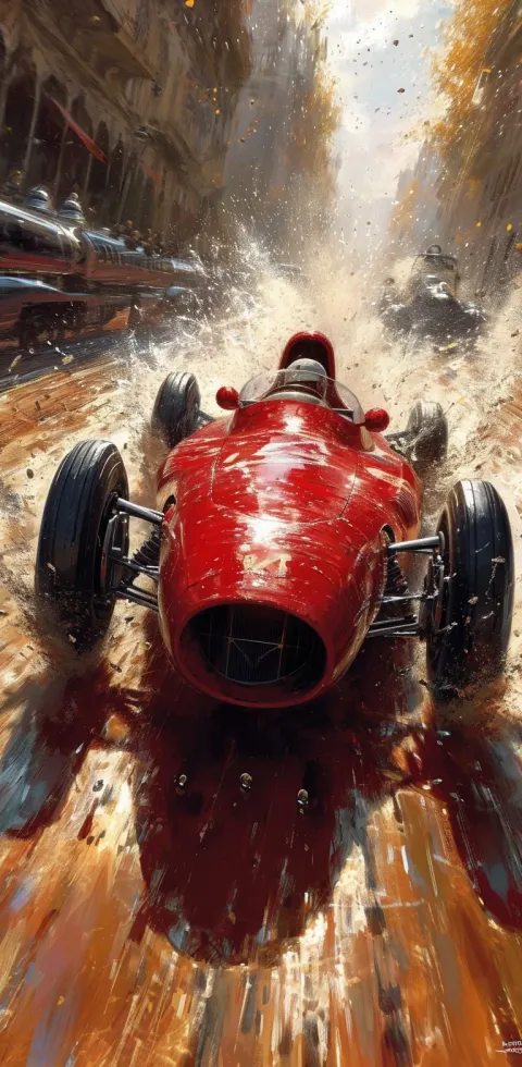 Red Race Car Monochromatic