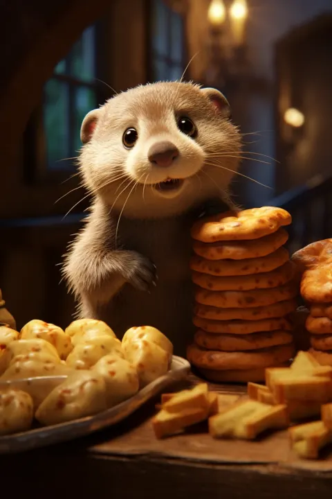 Cute Otter Stealing Bread