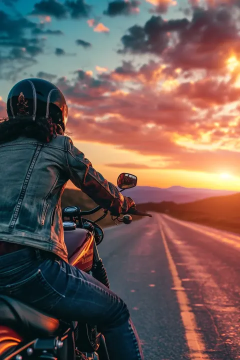 Biker Harley Davidson Sunset