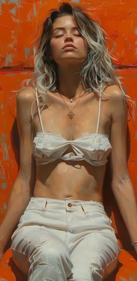 Woman Orange Chair Oil