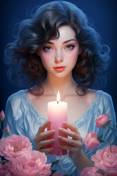 Young Lady Candle Flowers