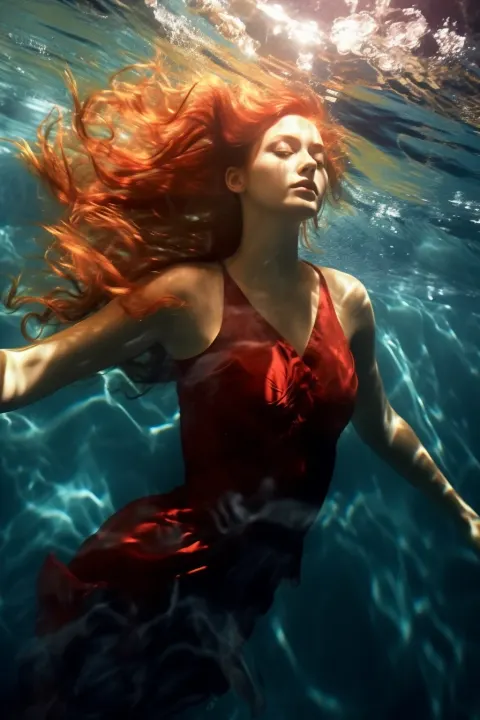 Red Haired Girl Diving
