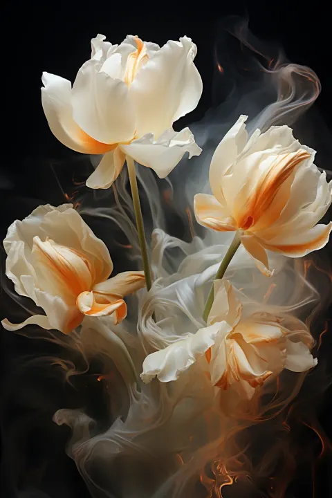 White Tulip Bouquet Smoke
